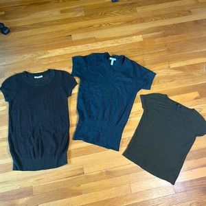 3 Short-sleeved "sweater" Shirts. Old Navy, Talbots, Ambiance Apparel. Size Sm
